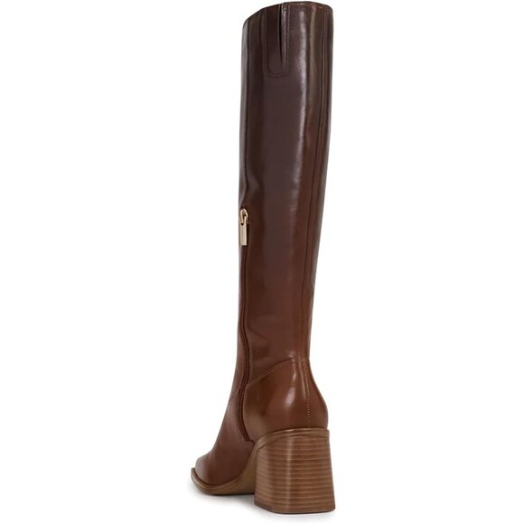 Women Ombre Polyurethane Knee High Square Toe Side Zipper Block Heel Boot - Picture 8 of 9